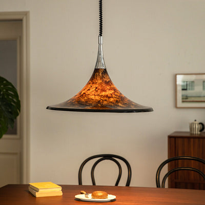 Contemporary Creative Iron Acrylic Horn Volcanic Liftable 1-Light Pendant Light For Dining Room