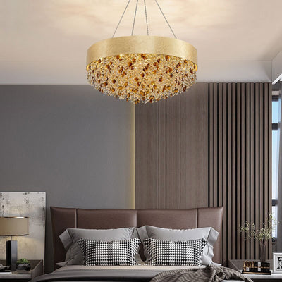 Modern Luxury Iron Crystal Round 6/8/10/16 Light Chandeliers For Dining Room