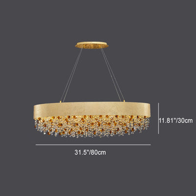 Modern Luxury Iron Crystal Elliptical 6/8/12 Light Chandeliers For Dining Room