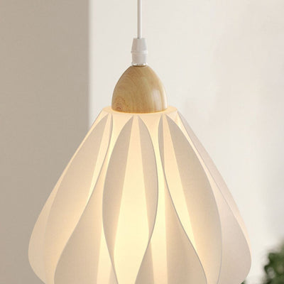 Contemporary Nordic Wood PLA Skirt Petal Adjustable 1-Light Wall Sconce Lamp For Bedside