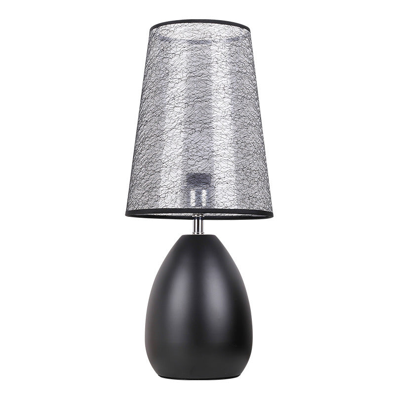 Contemporary Nordic Fabric Iron Cylinder Brushed Touch Sensor Dimmable 1-Light Table Lamp For Bedside