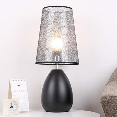 Contemporary Nordic Fabric Iron Cylinder Brushed Touch Sensor Dimmable 1-Light Table Lamp For Bedside