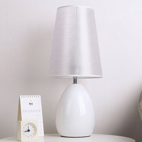 Contemporary Nordic Fabric Iron Cylinder Brushed Touch Sensor Dimmable 1-Light Table Lamp For Bedside