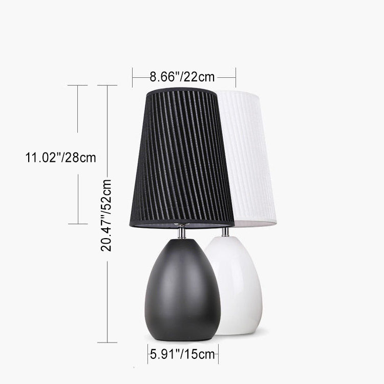 Contemporary Nordic Iron Fabric Cylinder Striped Touch Sensor Dimmable 1-Light Table Lamp For Bedside