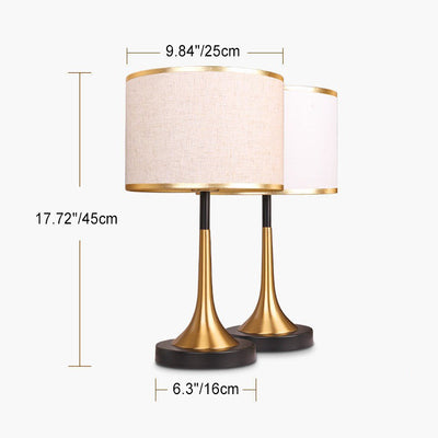 Contemporary Retro Fabric Metal Cylinder Touch Sensor Dimmable 1-Light Table Lamp For Bedside