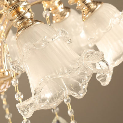 Traditional European Zinc Alloy Crystal Glass Floral Carved 3/6/8/10/12/15 Light Chandeliers For Living Room