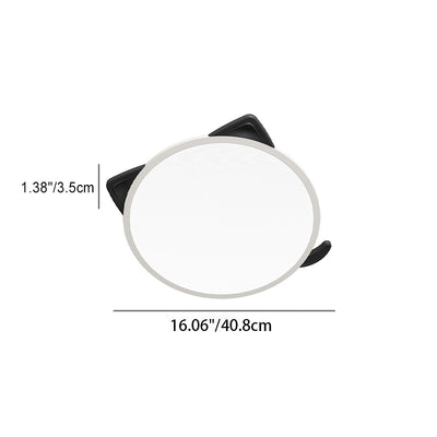 Modern Simplicity Kids Iron Aluminum Acrylic Round Cat's Ear LED Flush Mount Ceiling Light For Bedroom