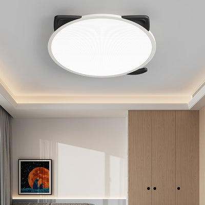 Modern Simplicity Kids Iron Aluminum Acrylic Round Cat's Ear LED Flush Mount Ceiling Light For Bedroom