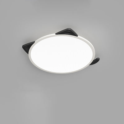 Modern Simplicity Kids Iron Aluminum Acrylic Round Cat's Ear LED Flush Mount Ceiling Light For Bedroom