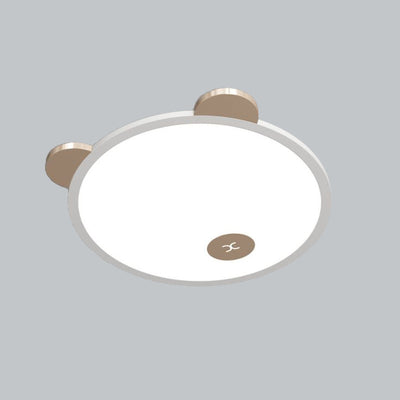 Modern Simplicity Kids Iron Aluminum Acrylic Round Removable Panda Ear LED Flush Mount Ceiling Light For Bedroom