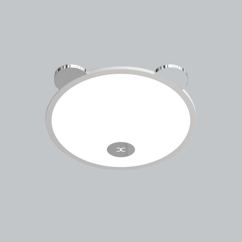 Modern Simplicity Kids Iron Aluminum Acrylic Round Removable Panda Ear LED Flush Mount Ceiling Light For Bedroom