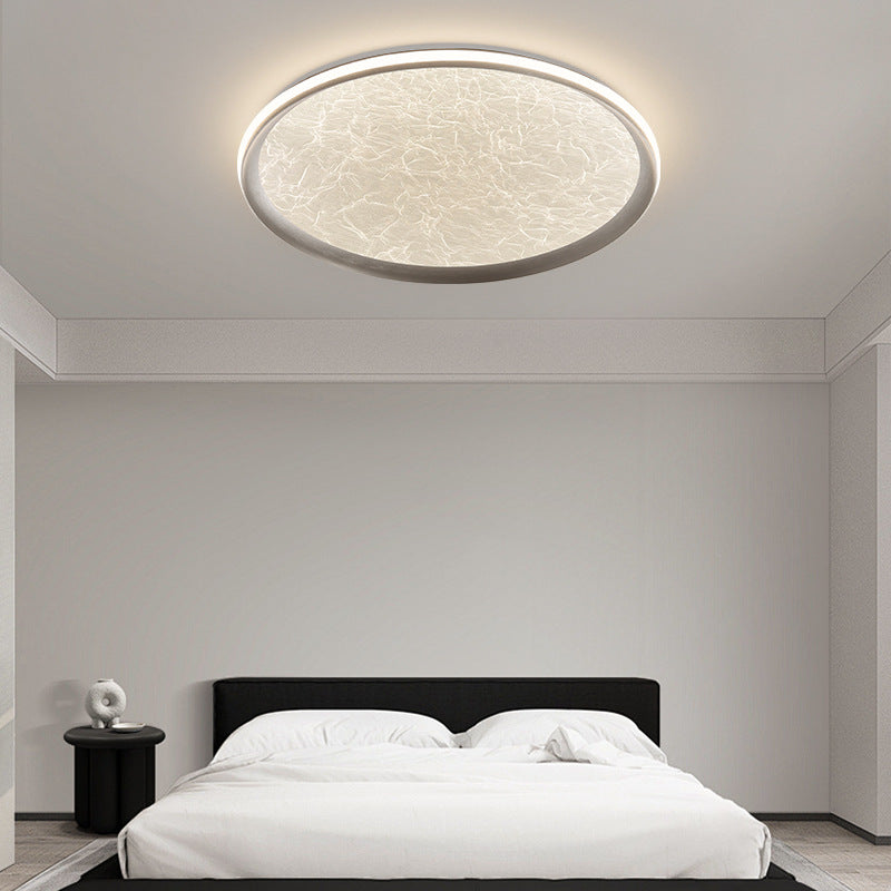 Contemporary Scandinavian Aluminum Iron Acrylic Round Silk Texture LED Flush Mount Ceiling Light For Bedroom