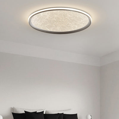 Contemporary Scandinavian Aluminum Iron Acrylic Round Silk Texture LED Flush Mount Ceiling Light For Bedroom