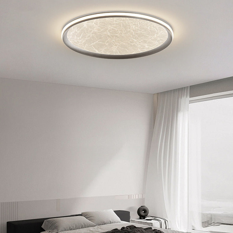 Contemporary Scandinavian Aluminum Iron Acrylic Round Silk Texture LED Flush Mount Ceiling Light For Bedroom