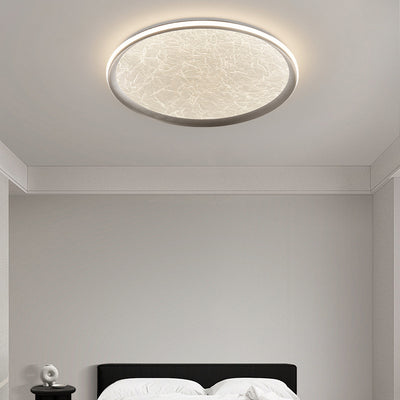 Contemporary Scandinavian Aluminum Iron Acrylic Round Silk Texture LED Flush Mount Ceiling Light For Bedroom