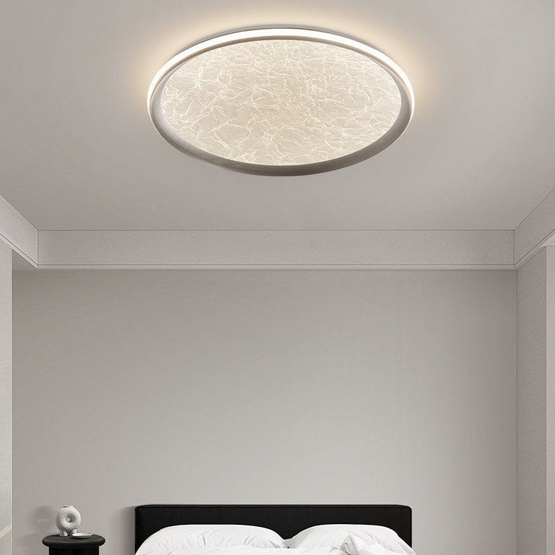 Contemporary Scandinavian Aluminum Iron Acrylic Round Silk Texture LED Flush Mount Ceiling Light For Bedroom