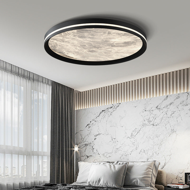 Contemporary Scandinavian Aluminum Acrylic Round Fume Misty LED Flush Mount Ceiling Light For Bedroom