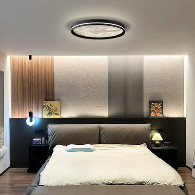 Contemporary Scandinavian Aluminum Acrylic Round Fume Misty LED Flush Mount Ceiling Light For Bedroom