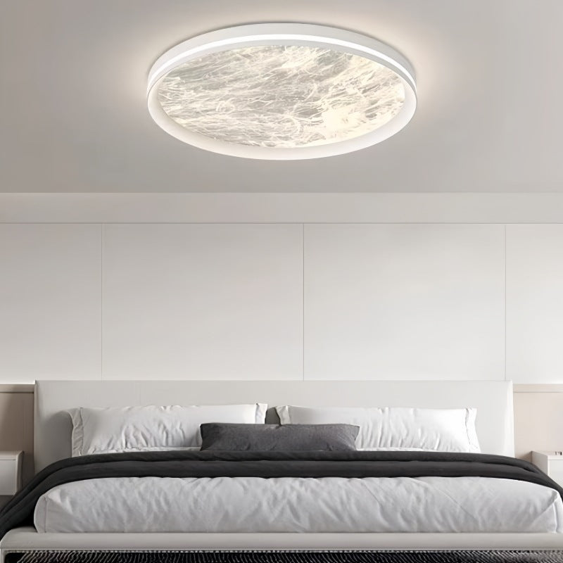 Contemporary Scandinavian Aluminum Acrylic Round Fume Misty LED Flush Mount Ceiling Light For Bedroom