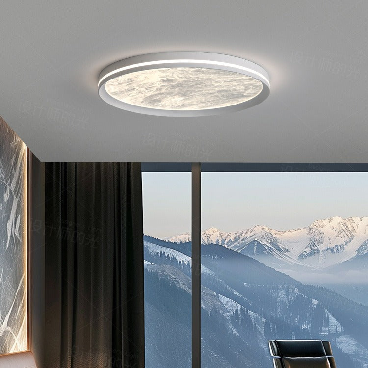 Contemporary Scandinavian Aluminum Acrylic Round Fume Misty LED Flush Mount Ceiling Light For Bedroom