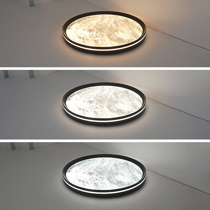 Contemporary Scandinavian Aluminum Acrylic Round Fume Misty LED Flush Mount Ceiling Light For Bedroom