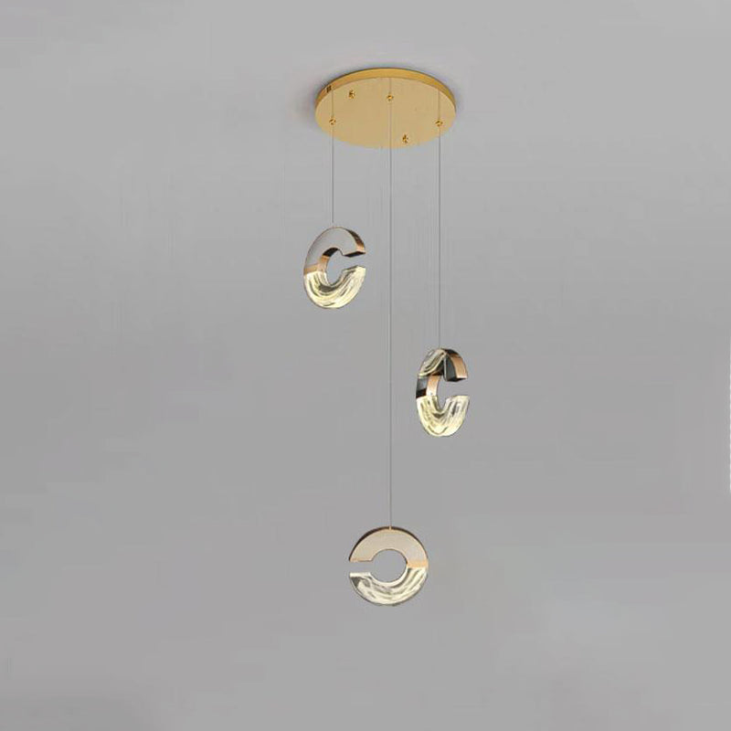 Modern Luxury Aluminum Stainless Steel Crystal C-Shaped Bubble LED Chandeliers For Living Room