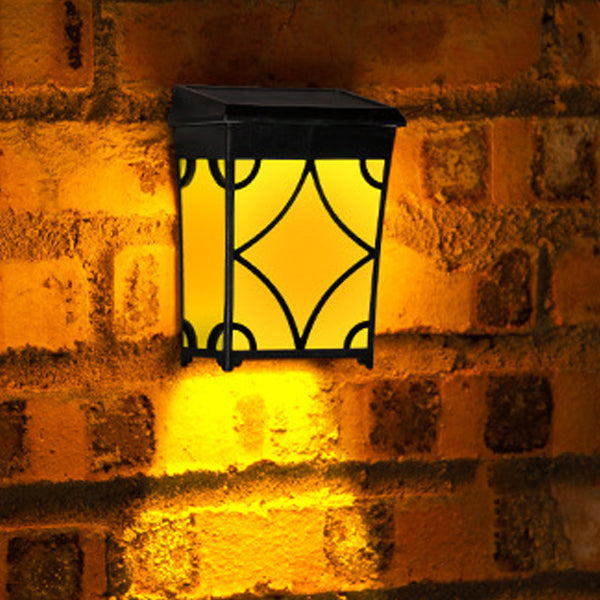 Contemporary Retro Solar Waterproof Rectangular Rhombic ABS PC LED Wall Sconce Lamp For Outdoor Patio