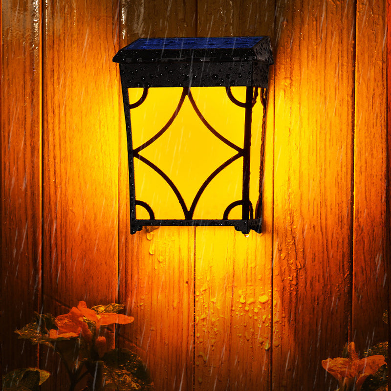 Contemporary Retro Solar Waterproof Rectangular Rhombic ABS PC LED Wall Sconce Lamp For Outdoor Patio