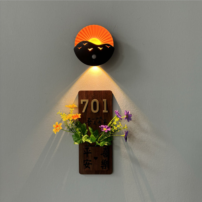 Modern Art Deco Rechargeable Battery Magnetically Round Sunrise ABS LED Wall Sconce Lamp For Hallway