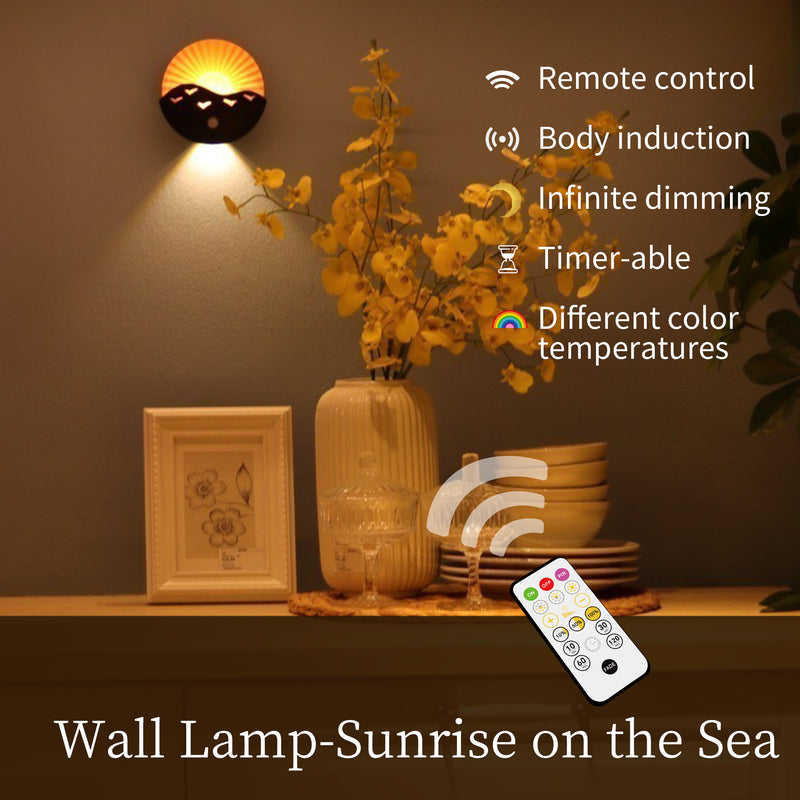 Modern Art Deco Rechargeable Battery Magnetically Round Sunrise ABS LED Wall Sconce Lamp For Hallway