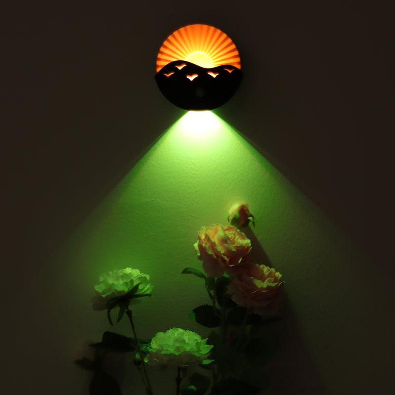 Modern Art Deco Rechargeable Battery Magnetically Round Sunrise ABS LED Wall Sconce Lamp For Hallway