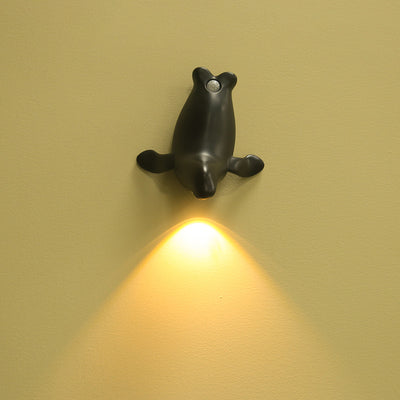 Contemporary Creative Rechargeable Battery Human Sensor Sea Lion PC LED Wall Sconce Lamp For Bedside