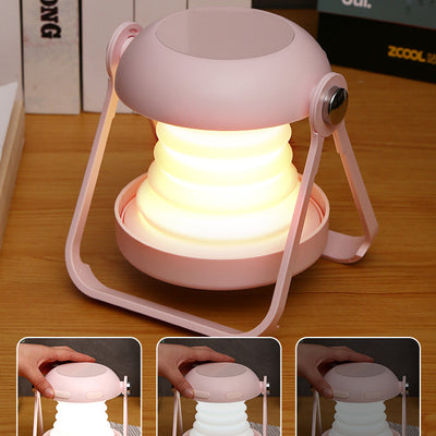 Contemporary Creative Rechargeable Foldable Silica ABS PC Round Mirror LED Table Lamp Night Light For Bedroom