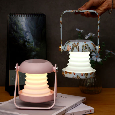 Contemporary Creative Rechargeable Foldable Silica ABS PC Round Mirror LED Table Lamp Night Light For Bedroom