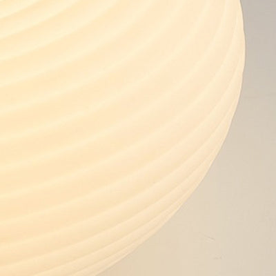 Contemporary Scandinavian Wood PE Round Striped LED Flush Mount Ceiling Light For Hallway