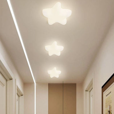 Contemporary Nordic Hardware PE Star Cloud Leaf LED Flush Mount Ceiling Light For Hallway