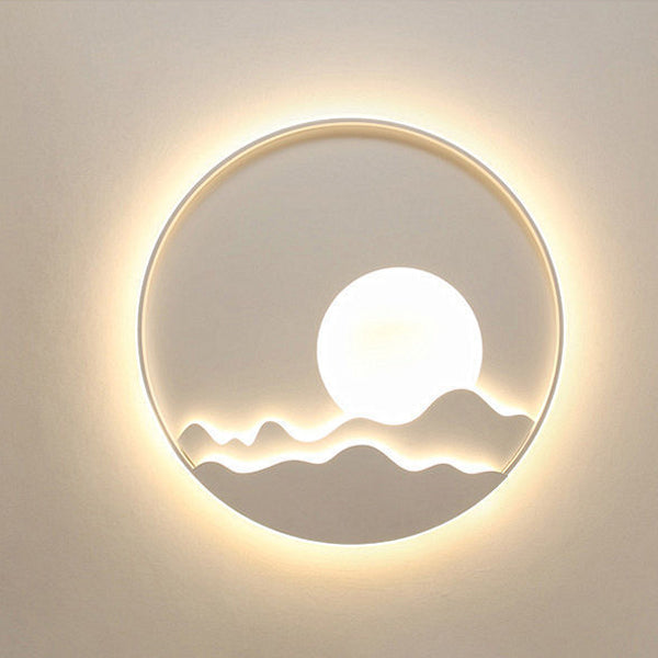 Contemporary Creative Iron Aluminum Silica Sun Wavy Line Round LED Flush Mount Ceiling Light For Hallway