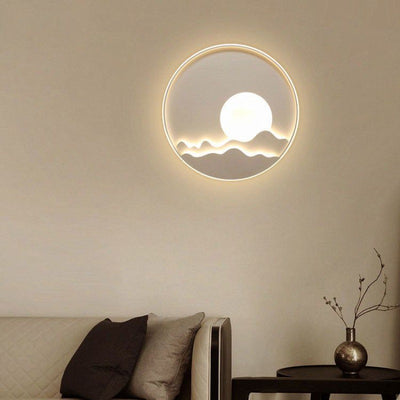 Contemporary Creative Iron Aluminum Silica Sun Wavy Line Round LED Flush Mount Ceiling Light For Hallway