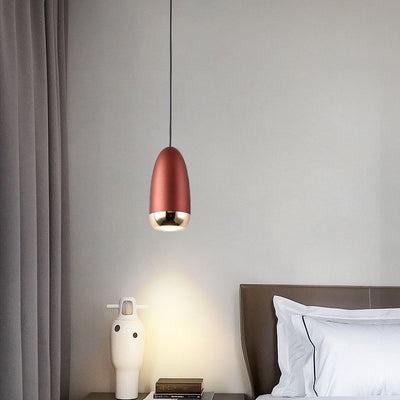 Contemporary Scandinavian Aluminum Liftable Elliptical Bullet LED Pendant Light For Bedside