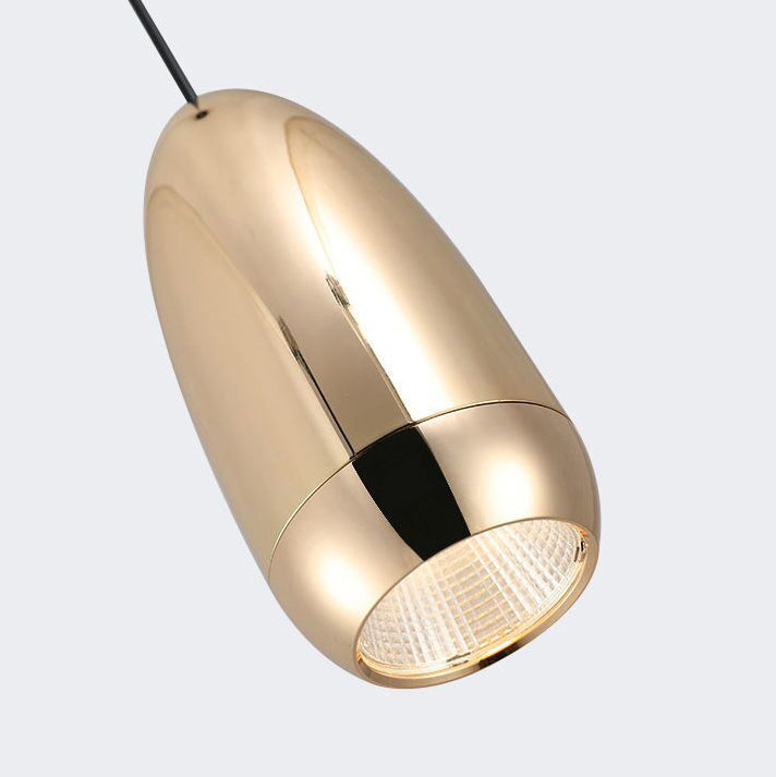 Contemporary Scandinavian Aluminum Liftable Elliptical Bullet LED Pendant Light For Bedside