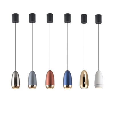 Contemporary Scandinavian Aluminum Liftable Elliptical Bullet LED Pendant Light For Bedside