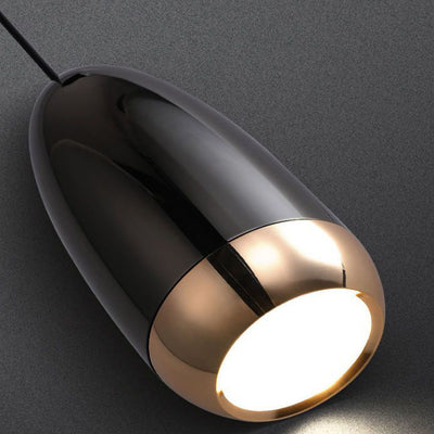 Contemporary Scandinavian Aluminum Liftable Elliptical Bullet LED Pendant Light For Bedside