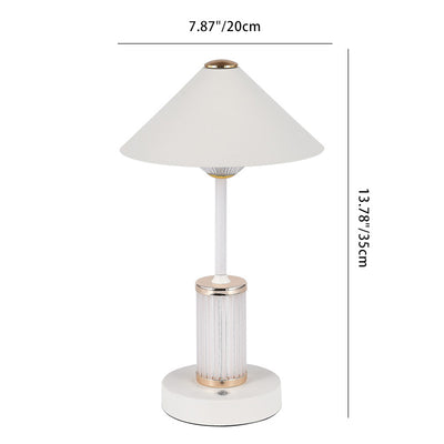 Contemporary Scandinavian Rechargeable Iron Acrylic Conic Cylinder Touch Dimming LED Table Lamp For Bedroom