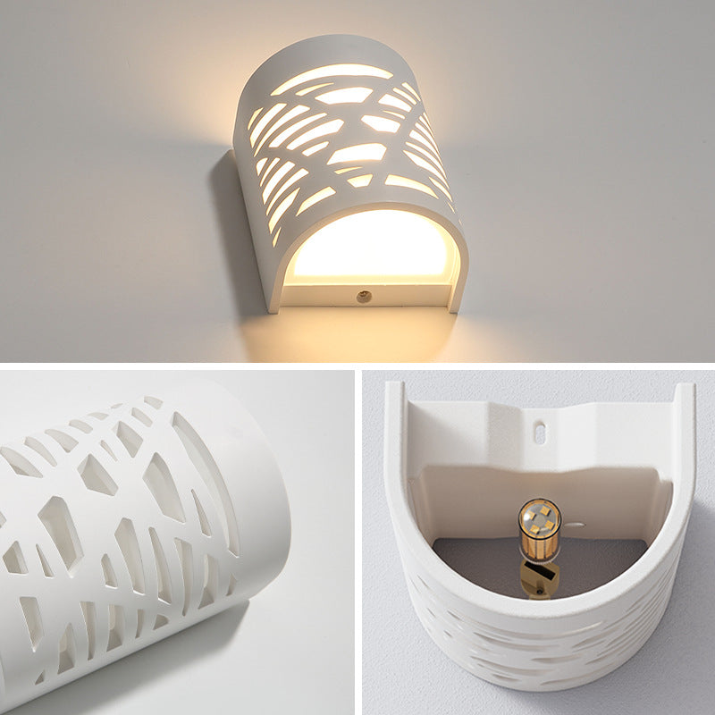 Contemporary Creative Plaster Curved Hollowed 1-Light Wall Sconce Lamp For Hallway