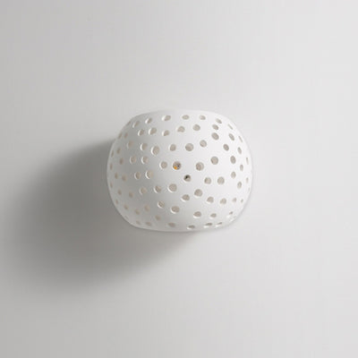 Contemporary Creative Plaster Sphere Hollowed 1-Light Wall Sconce Lamp For Bedside