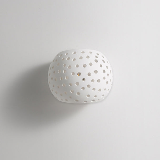 Contemporary Creative Plaster Sphere Hollowed 1-Light Wall Sconce Lamp For Bedside