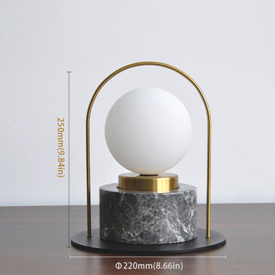 Modern Transitional Marble Glass Metal Ball Oval Handle 1-Light Table Lamp For Study