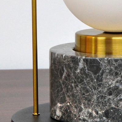 Modern Transitional Marble Glass Metal Ball Oval Handle 1-Light Table Lamp For Study