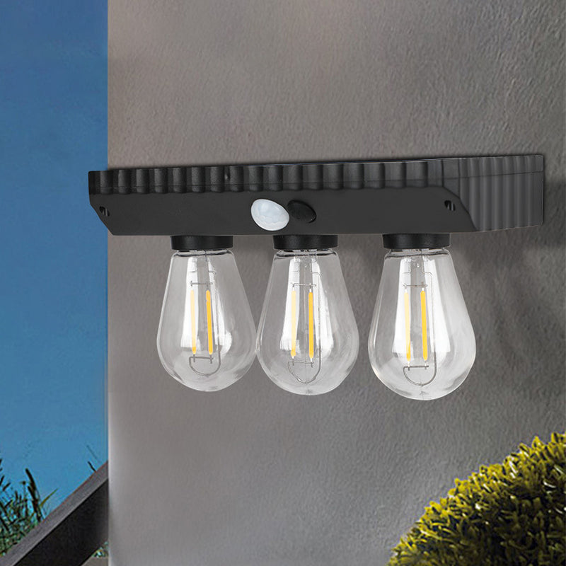 Modern Simplicity Solar Waterproof ABS PET Bulb Human Sensor LED Wall Sconce Lamp For Garden