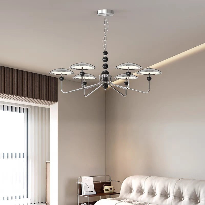 Contemporary Retro Iron Aluminum Acrylic Star Trail Flying Saucer LED Chandeliers For Living Room